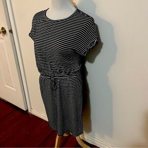 Hilary Radley Black and White Striped Dress
